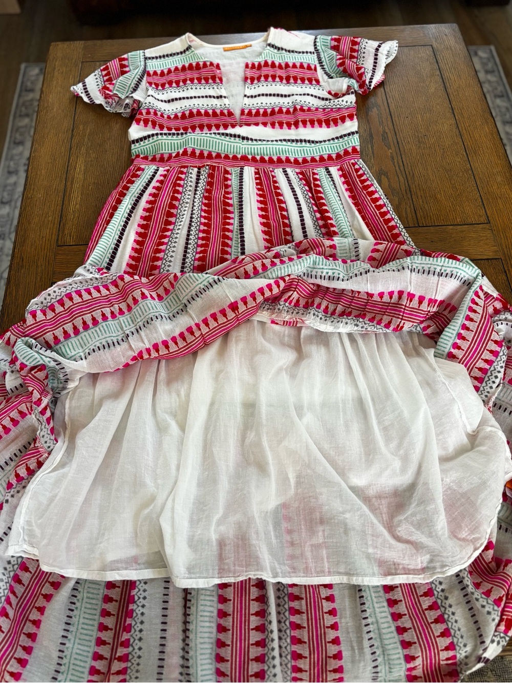 OLIPHANT Red Mezcal V-Neck Tiered Maxi Dress in Excellent Condition (S) - Picture 7 of 8